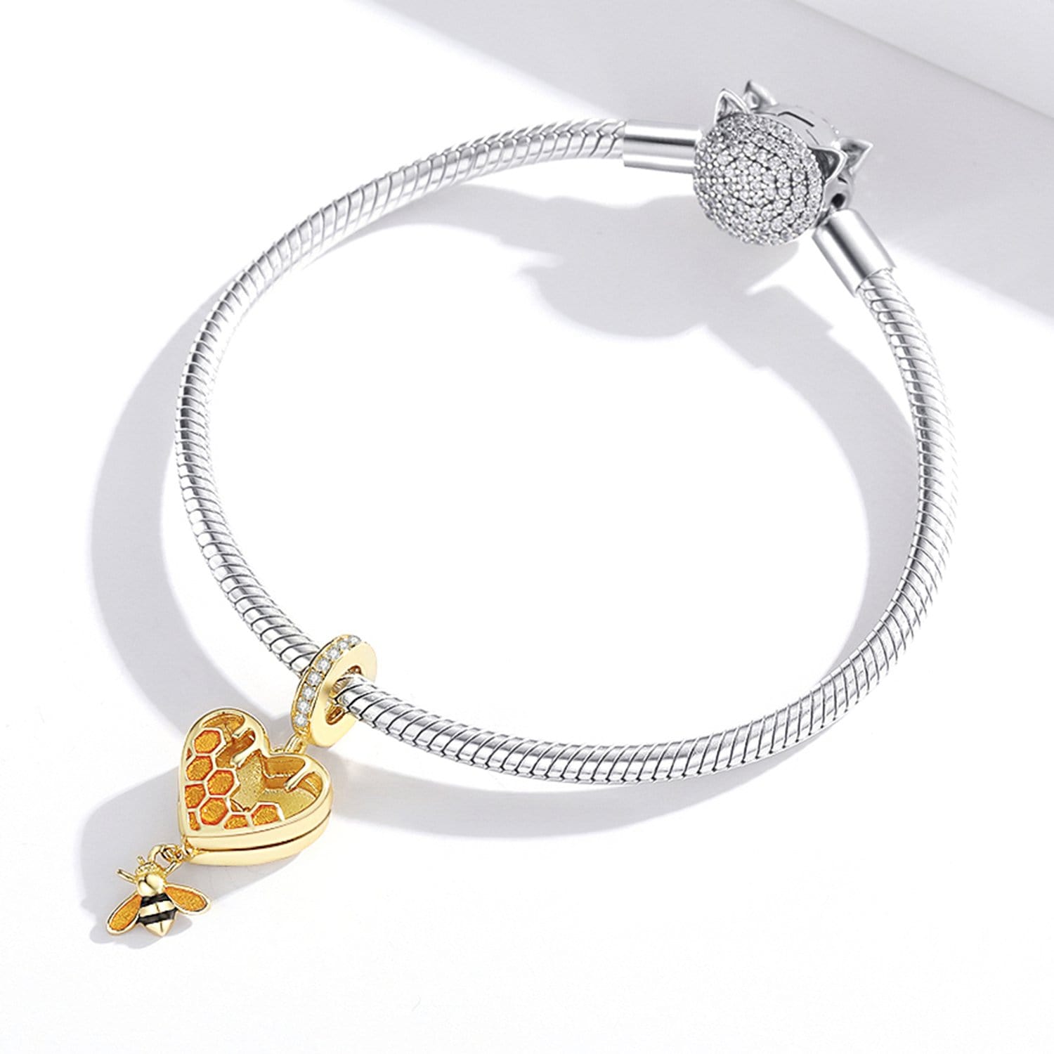 Honeycomb Bee Dangle Charm | GP CZ