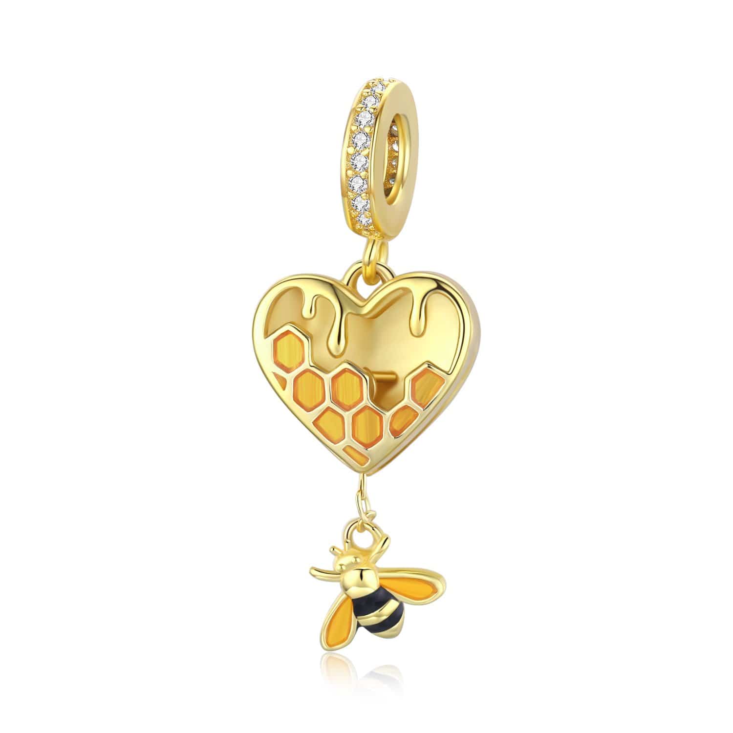 Honeycomb Bee Dangle Charm | GP CZ