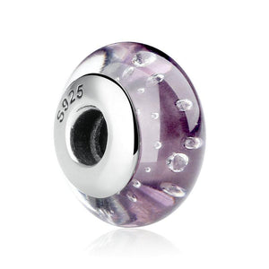 Bubbles Purple European Murano Glass Charm | CZ [Threaded]