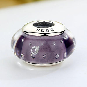 Bubbles Purple European Murano Glass Charm | CZ [Threaded]