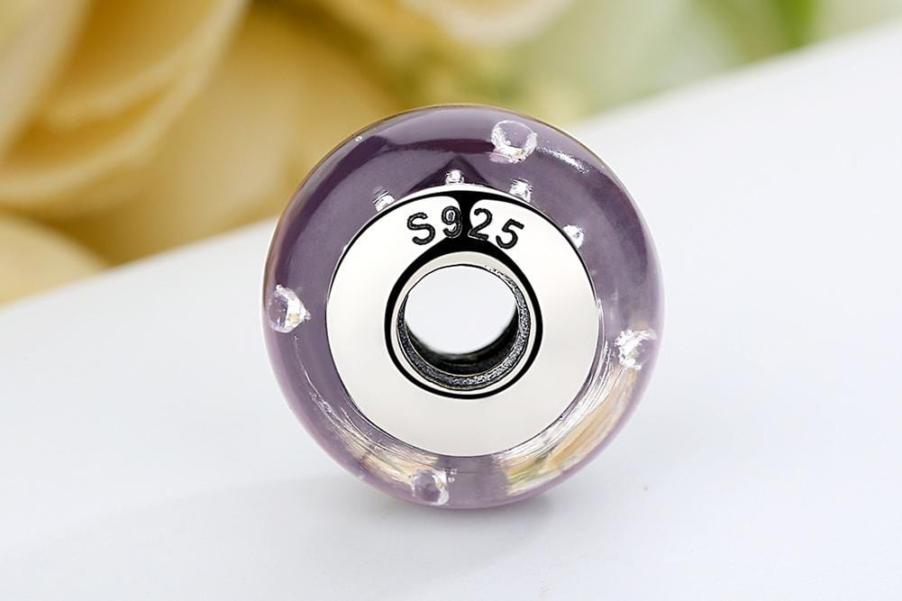 Bubbles Purple European Murano Glass Charm | CZ [Threaded]