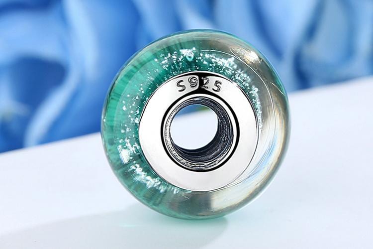 Ocean Blue European Murano Glass Charm [Threaded]