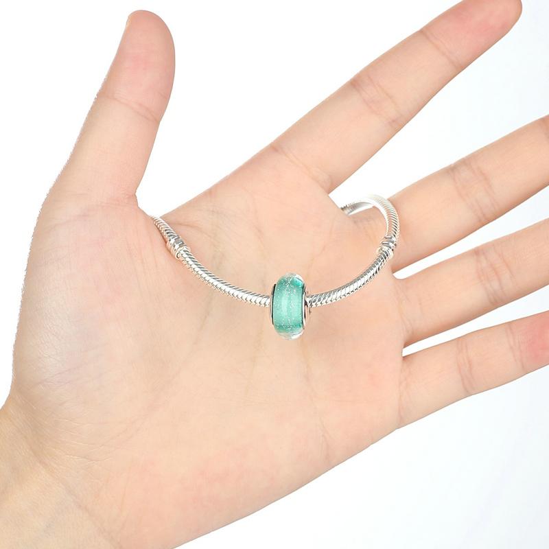 Ocean Blue European Murano Glass Charm [Threaded]