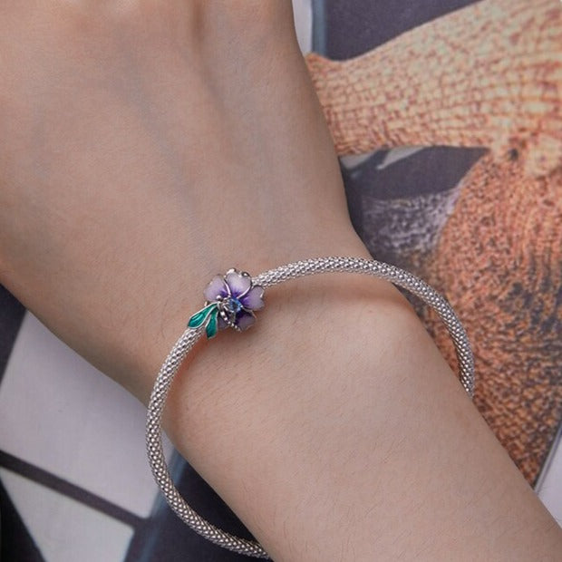 Flower & Dragonfly Charm | CZ EN