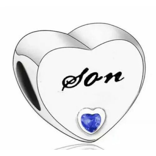 &quot;Son&quot; Engraved Heart Charm | CZ
