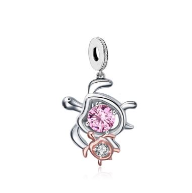 Mommy &amp; Baby Turtle Dangle Charm | RGP CZ