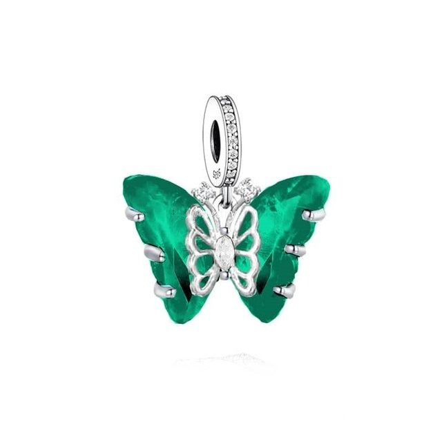 Large Green Butterfly Dangling Charm