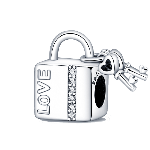 True Love Lock &amp; Key Charm | CZ