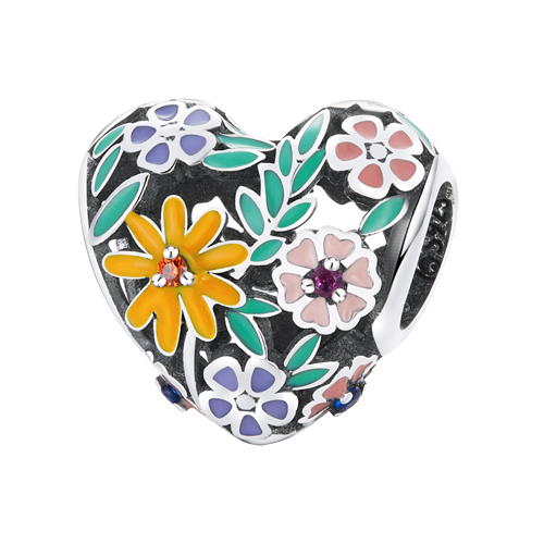 Flower Power Heart Charm | CZ EN