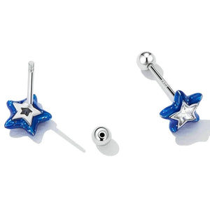 Simple Mini Blue Star Stud Earrings
