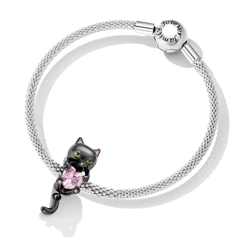 Dangling Black Cat Charm | CZ EN