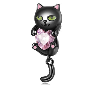Dangling Black Cat Charm | CZ EN