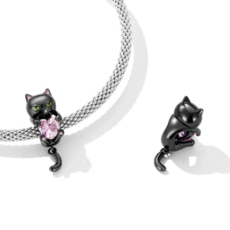 Dangling Black Cat Charm | CZ EN