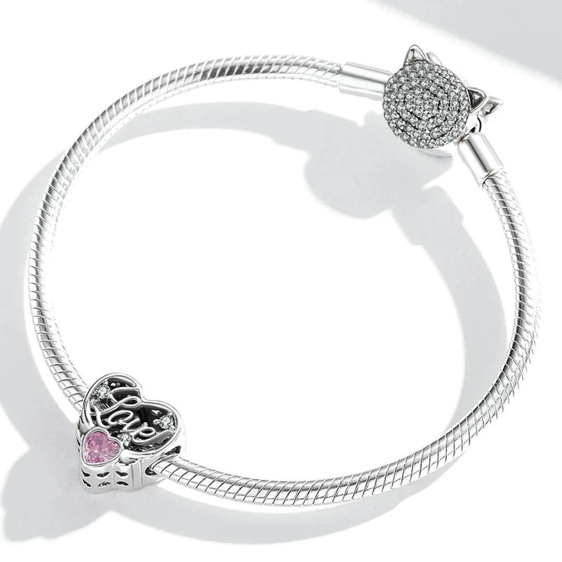 "Love" Winged Heart Charm | CZ