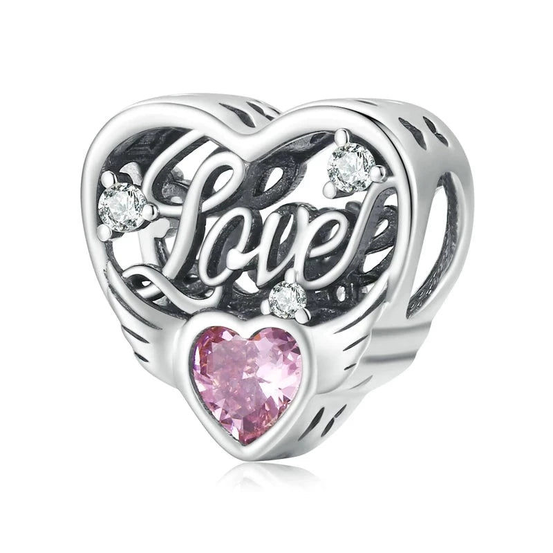 &quot;Love&quot; Winged Heart Charm | CZ