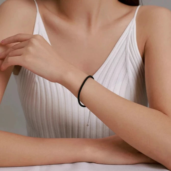 Black Fabric Braided Bracelet