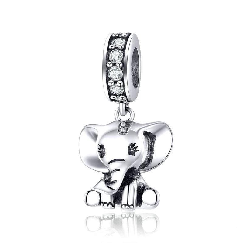 CharmSA Baby Elephant Dangle Charm Fits Pandora Bracelets