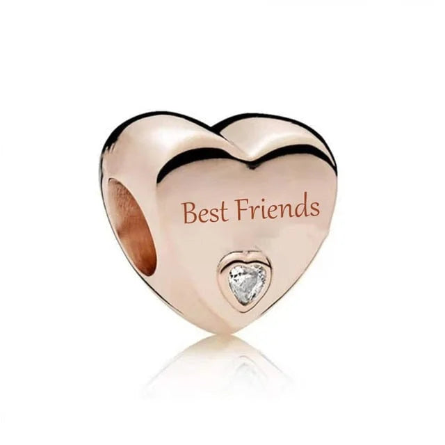 &quot;Best Friends&quot; Engraved Heart Charm | RGP CZ