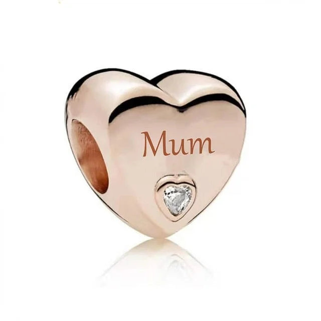 &quot;Mum&quot; Engraved Heart Charm | RGP CZ