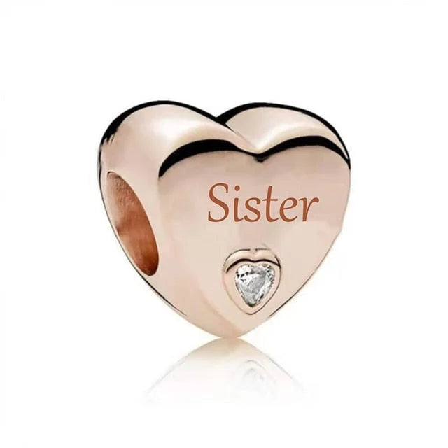 &quot;Sister&quot; Engraved Heart Charm | RGP CZ