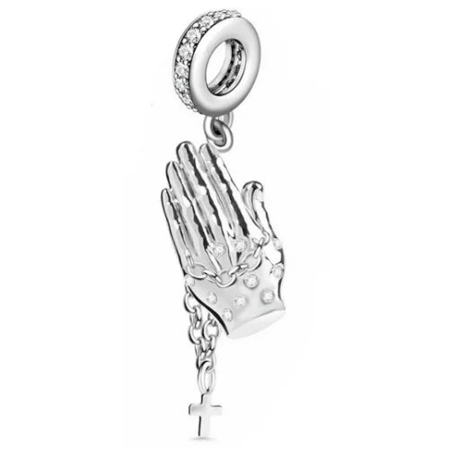 Praying Hands Dangle Charm | CZ