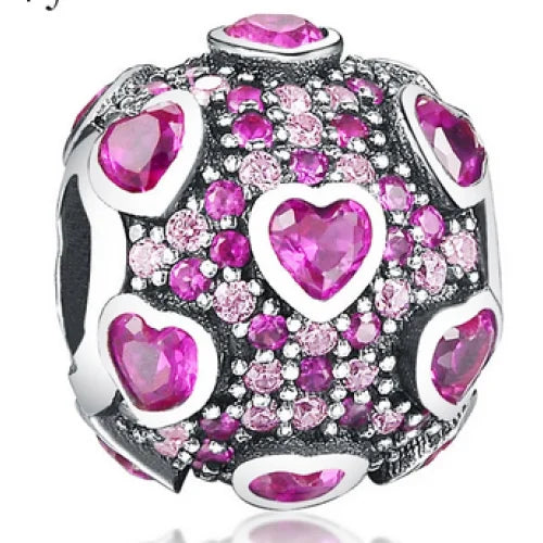 Dazzling Hearts Round Charm | CZ