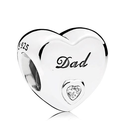 &quot;Dad&quot; Engraved Heart Charm | CZ