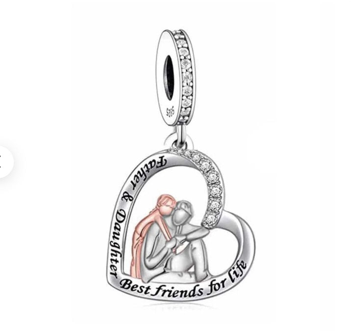 Two-Tone Father Daughter Dangle Charm | RGP CZ EN