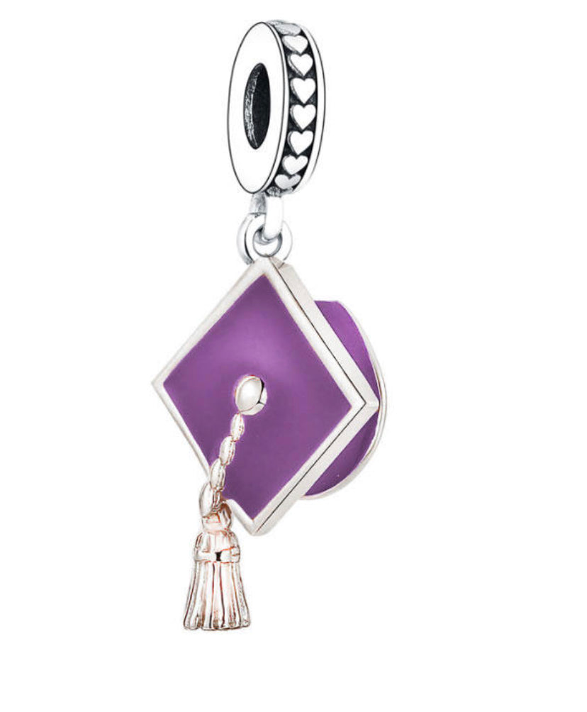 Purple Graduation Cap Dangle Charm | EN