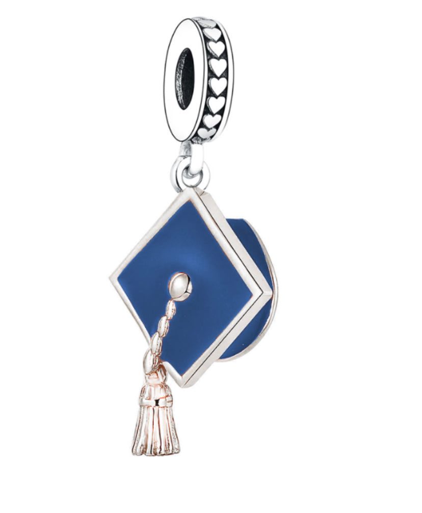 Blue Graduation Cap Dangle Charm | EN