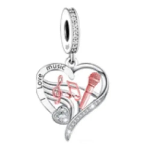 &quot;I Love Music&quot; Dangle Charm | RGP CZ