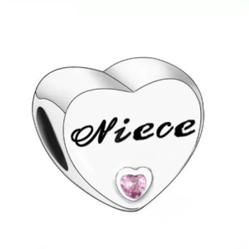 Pandora Compatible Niece Engraved Heart Charm CZ for only R 340.00 from CharmSA Quality 925 Sterling Silver jewellery FCSA0758 Niece
