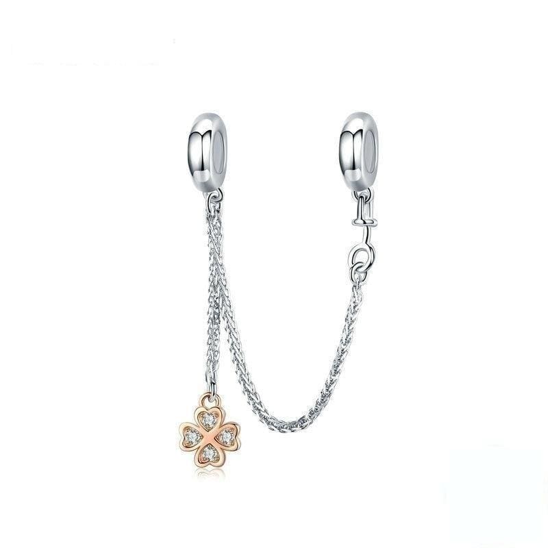 Pandora Compatible 925 sterling silver Clover Safety Chain From CharmSA Image 1