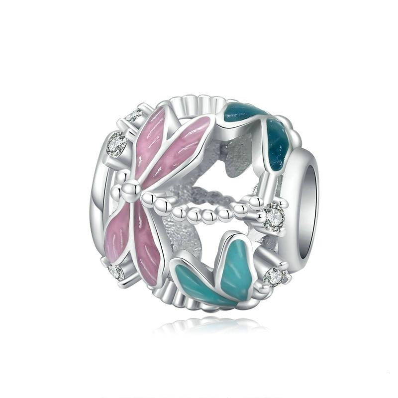 Pandora Compatible 925 sterling silver Dragonfly Blue &amp; Pink Charm From CharmSA Image 1