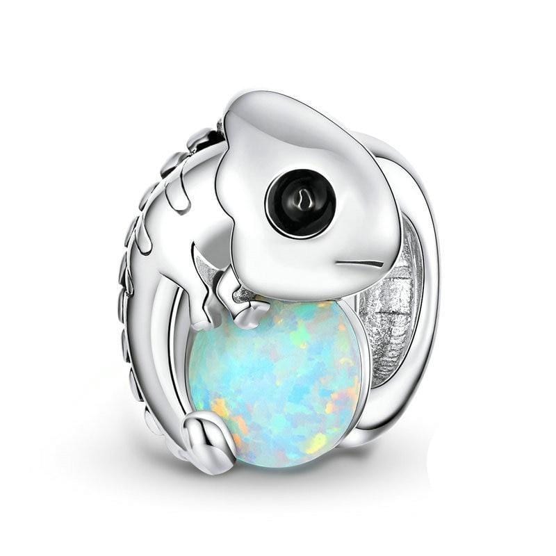 Chameleon Hugging Opal Stopper