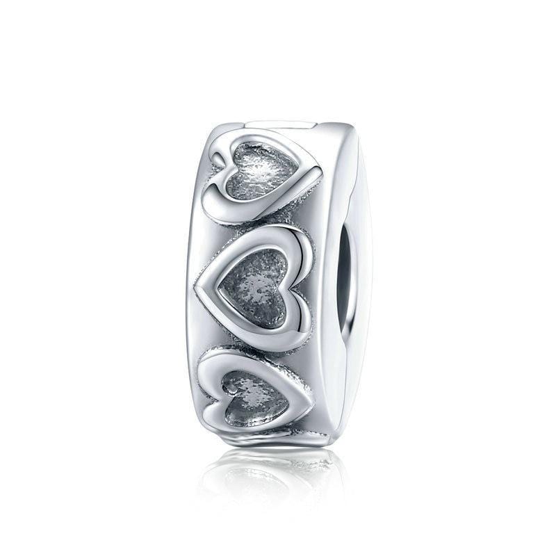 CharmSA Vintage Heart Clip Fits Pandora Bracelets Sterling Silver