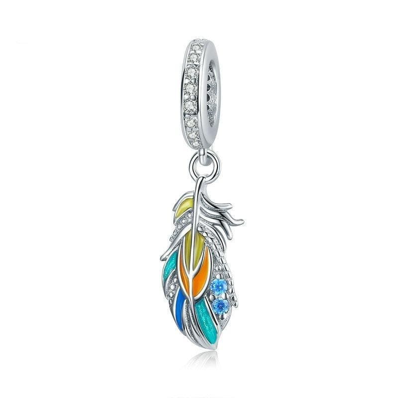 The Beauty Of A Single Feather Dangle Charm | CZ EN