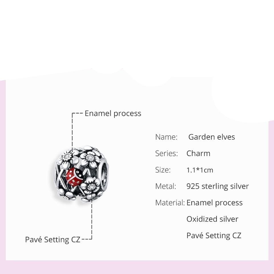 Little Ladybug Garden Round Charm | CZ EN