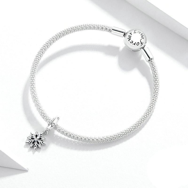 Pandora Bright Snowflake Sterling Silver Mesh Bracelet | lupon.gov.ph