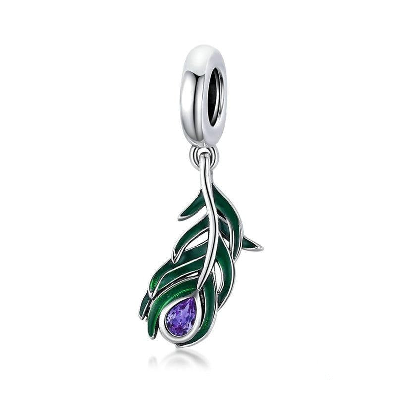 Green Feather Dangle Charm | CZ EN