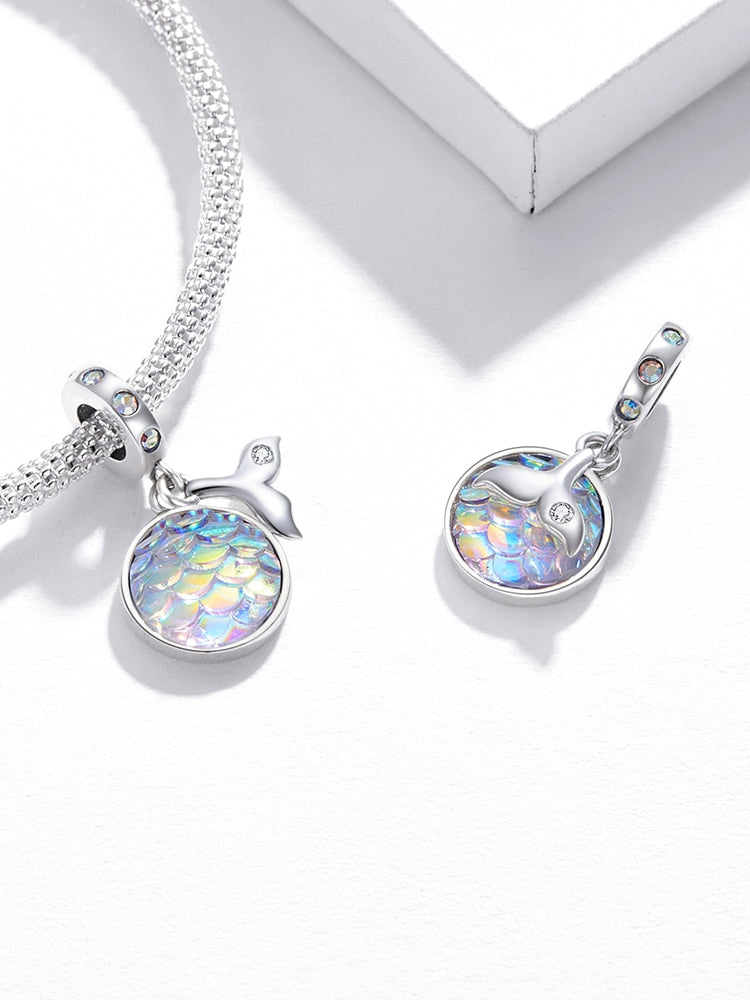 Fishtail & Opal Scales Dangle Charm | CZ