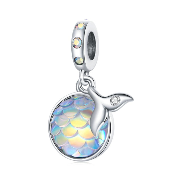 Fishtail &amp; Opal Scales Dangle Charm | CZ