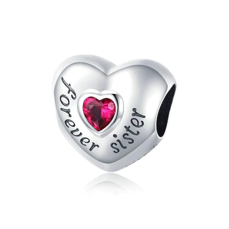 &quot;Forever Sister&quot; Heart Charm | CZ