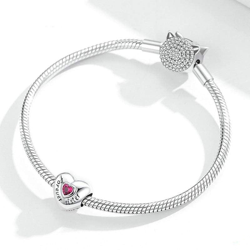 &quot;Forever Sister&quot; Heart Charm | CZ