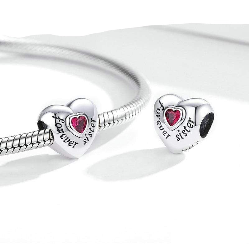 "Forever Sister" Heart Charm | CZ