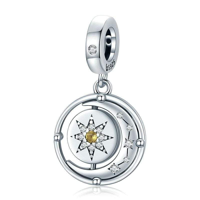 Moon &amp; Star Dangle Charm | CZ