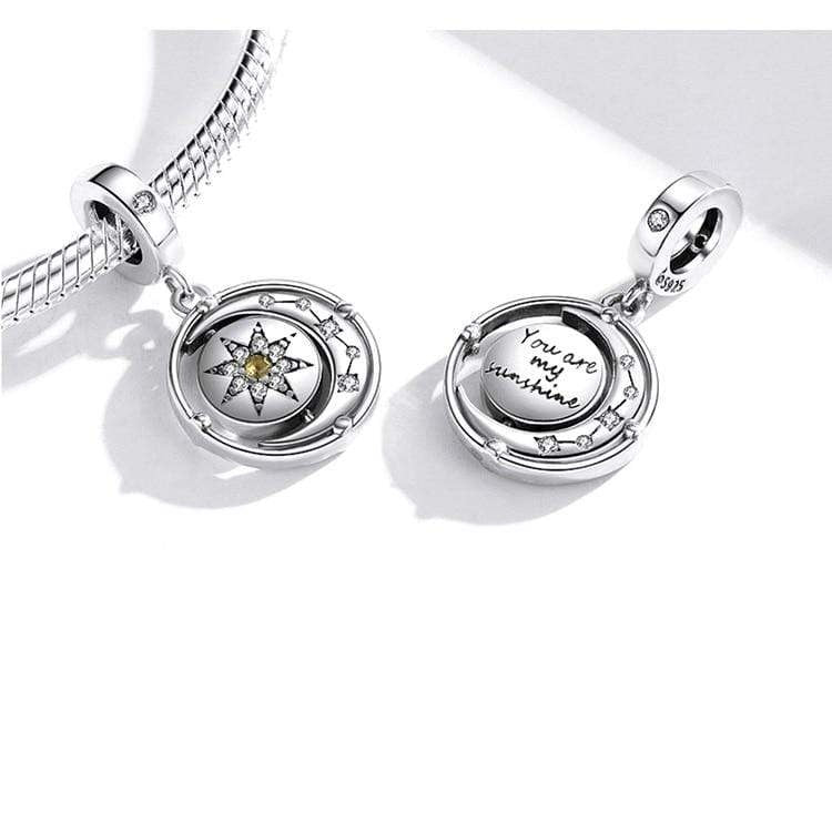 Moon &amp; Star Dangle Charm | CZ