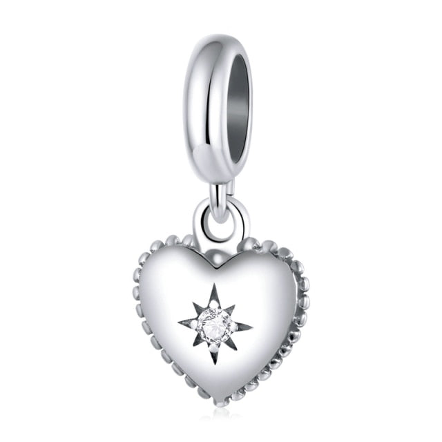 Petite Northern Star Heart Dangle Charm | CZ