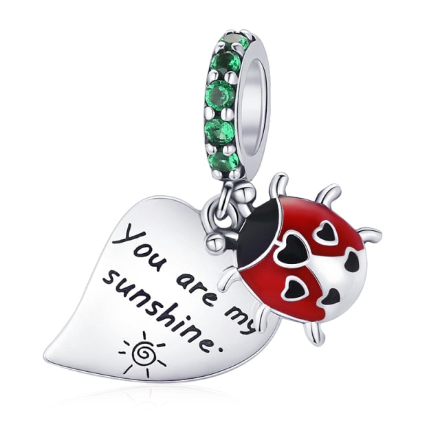 &quot;You are my sunshine&quot; Ladybug Dangle Charm | CZ EN