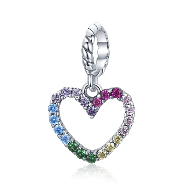 Rainbow Heart Dangle Charm | CZ